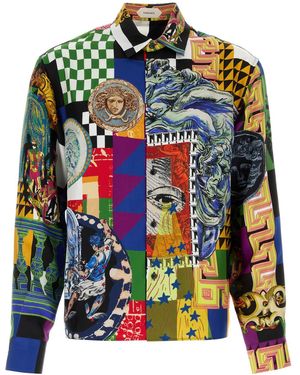 Versace Informal Shirt Silk Twill Print Medusa Collage - Multicolor