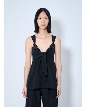 Chloé Chloé Lace-Trim Silk Crêpe Camisole - Blue