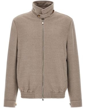 Brunello Cucinelli Virgin Wool Beaver Bomber Jacket - Brown
