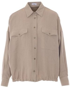 Brunello Cucinelli Viscose And Linen Twill Fluid Shirt - Natural