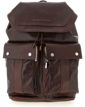 Brunello Cucinelli 'Leisure' Backpack - Brown