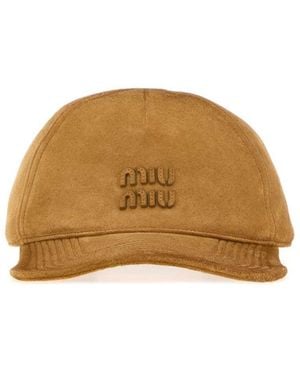 Miu Miu Camel Suede Baseball Cap - Brown