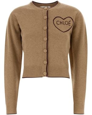Chloé Logo Round Neck Sweater - Natural