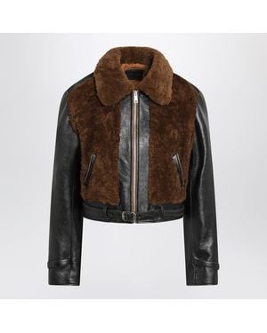 Prada Leather And Sheepskin Jacket - Brown