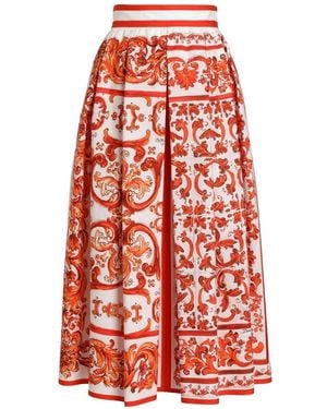 Dolce & Gabbana Dolce & Gabbana Maiolica Print Cotton Skirt - Red