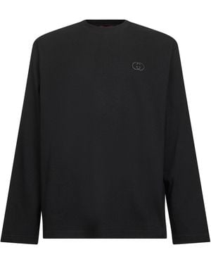 Gucci Jersey Embroidered Long-Sleeved T-Shirt - Black
