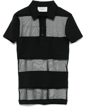 Coperni "Striped Sheer" Polo Top - Black