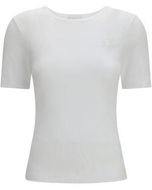 Ganni Ribbed Cotton T-Shirt - White