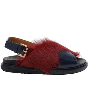 Marni Fussbett Sandals With Long Hair - Red