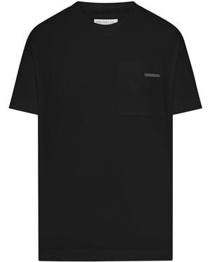Brunello Cucinelli Crew Neck Cotton T-Shirt With Mobile Application - Black