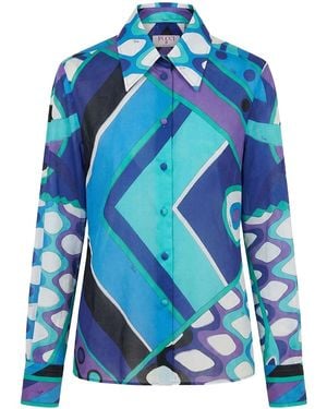 PUCCI Vivara Print Cotton Shirt - Blue