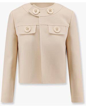 Celine Brompton Wool And Silk Blazer With Maxi Buttons - Natural