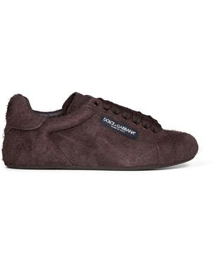 Dolce & Gabbana Dolce & Gabbana Dark Suede Split Leather Portofino Soft Sneakers - Brown