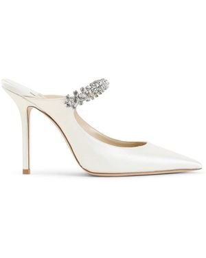 Jimmy Choo Bing Satin 100 Mules - White