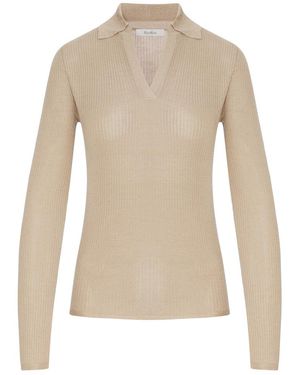 Max Mara Cashmere And Silk Polo Sweater - Natural