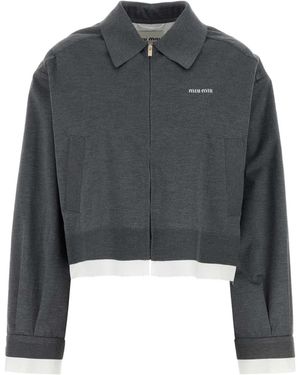 Miu Miu Dark Silk Blend Sweatshirt - Gray