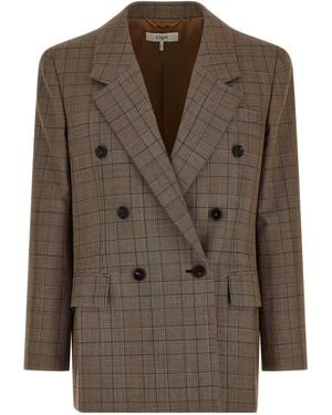 Chloé Check Double-Breasted Blazer - Brown