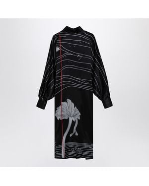 Ferragamo 'Spirit Print Midi Dress - Black