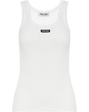 Miu Miu Garment-Dyed Cotton Top - White