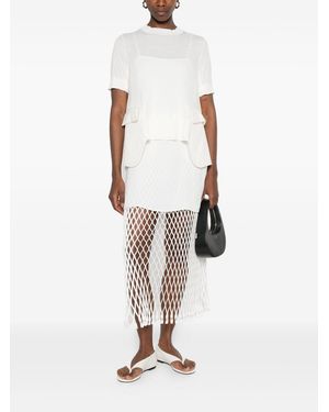 Sacai Wool And Cotton Blend T-Shirt - White