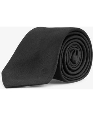 Dior Dior Silk Tie With Dior Oblique Logo Embroidery - Black