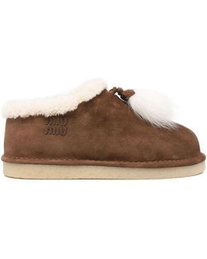 Miu Miu Suede Leather Boots - Brown