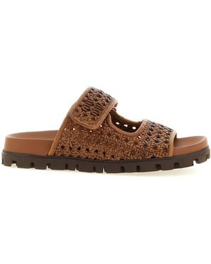 Miu Miu Braided Leather Sandals - Brown