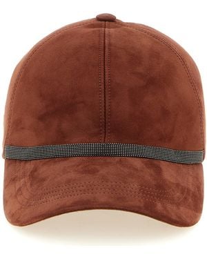Brunello Cucinelli Lamb Leather Cap (Baseball Hat) - Brown