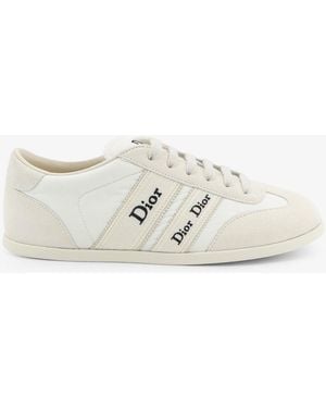Dior Dior Leather Ribbon Sneakers With Embroidered Logo On The Side - White