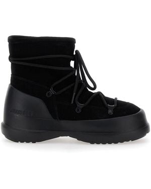 Moon Boot 'Luna' Ankle Boots With Laces - Black