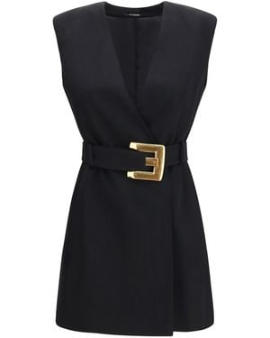 Balmain Short Wrap Dress - Black
