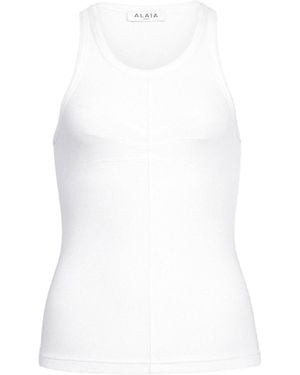 Alaïa Cotton Tank Top With Pleats - White