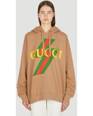 Gucci Logo Print Hooded Sweatshirt - Green