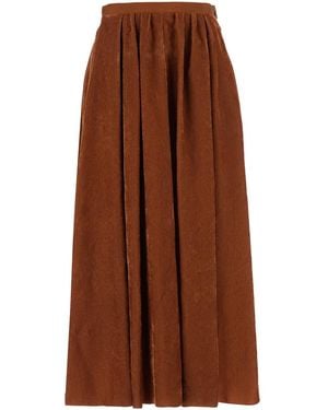 forte_forte Forte_Forte Pleated Long Skirt - Brown