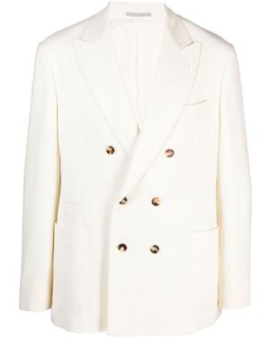 Brunello Cucinelli Linen Blend Double-Breasted Jacket - Natural