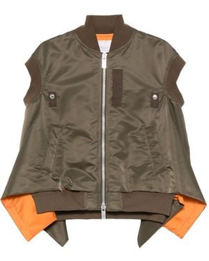 Sacai Nylon Zipped Vest - Brown