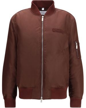 Off-White c/o Virgil Abloh Embroidered Logo Nylon Bomber Jacket - Brown