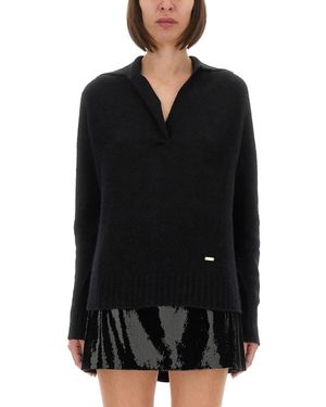 Tom Ford Cashmere And Silk Long Sleeve Polo Shirt - Black