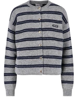 Miu Miu Wool And Cashmere Cardigan - Blue