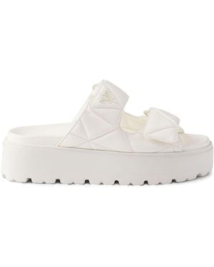Prada 45Mm Padded Leather Sandals - White