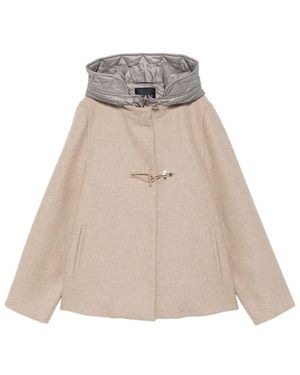 Fay Wool Hooded Cape - Natural
