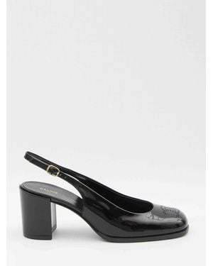 ★関税込み★ Celine Lily Slingback Celina Buckled Slingback Pumps (Off White Croc)