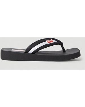 KENZO Logo Patch Flip Flops - Black