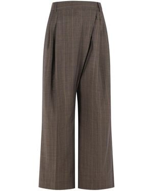 Ganni 'Wrap' Wool Pants - Gray