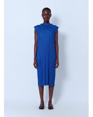 Pleats Please Issey Miyake July Pleated Midi Dress - Blue