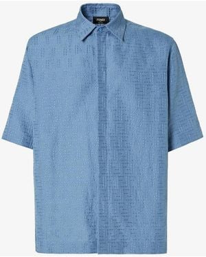 Fendi Cerulean Linen Blend Shirt in Blue for Men | Lyst