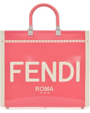 Fendi Two-Tone Canvas Medium Sunshine Shopping Bag - Pink