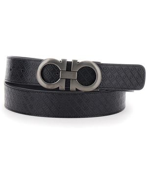 Ferragamo Bordeaux Leather 'Double Adjustable' Belt For - White