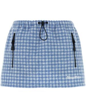 Miu Miu Printed Pile Mini Skirt - Blue