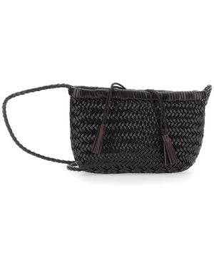 Dragon Diffusion 'Minsu' Crossbody Bag With Strap And Woven Motif - Black